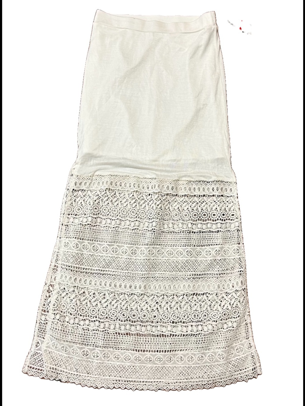 Jessica Simpson Maxi Skirt Size XS Cream Crochet Lace Boho Side Slit Beach NWT